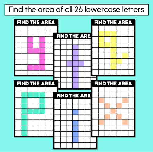 Resource preview 2 for Find the Area – Alphabet Task Cards