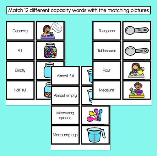 Resource preview 2 for Capacity Words Matching Activity