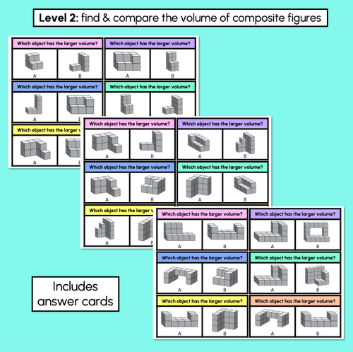 Resource preview 3 for Volume Clip Cards – Identify the Larger Volume