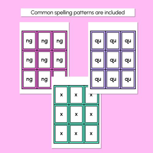 Resource preview 4 for NG, QU, X SOUND BINGO - Ways to spell the consonant digraphs