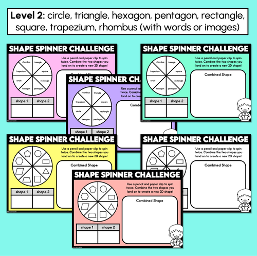 Resource preview 4 for Combining 2D Shapes - Spinner Challenge Mats