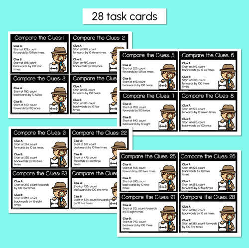 Resource preview 3 for Compare the Clues Task Cards - Skip Counting by 10 or 100