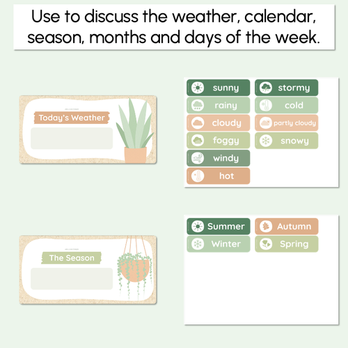 Resource preview 5 for Calendar & Weather Display - The Greenhouse Collection - Natural Classroom Decor
