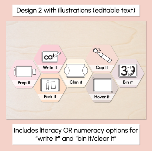 Resource preview 3 for Whiteboard Expectations - Editable Neutral Hexagons - Instructional Signs