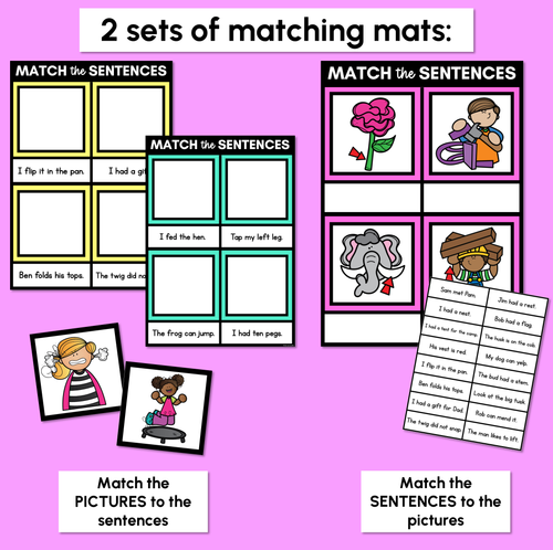 Resource preview 3 for CVC Word Decodable Sentences Mats - Read & Match Set 3 - CVC Words
