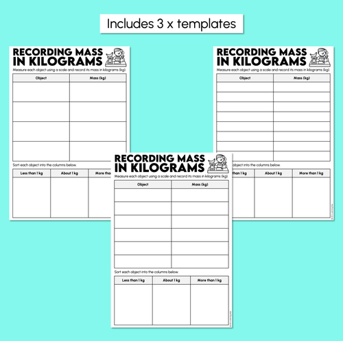 Resource preview 3 for Recording Mass in Kilograms Templates
