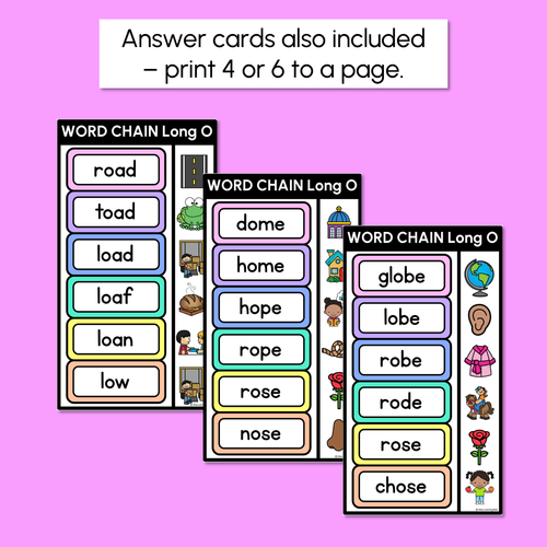 Resource preview 4 for Long Vowel O Word Chains for Beginning, Middle & End Sounds-Decodable Activities