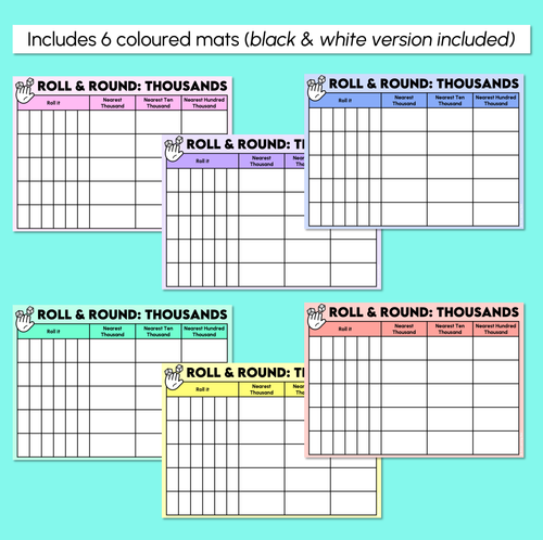 Resource preview 3 for Roll & Round - Rounding to the Nearest Thousands Mats