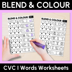Blend & Colour - CVC I Words Blending Worksheets