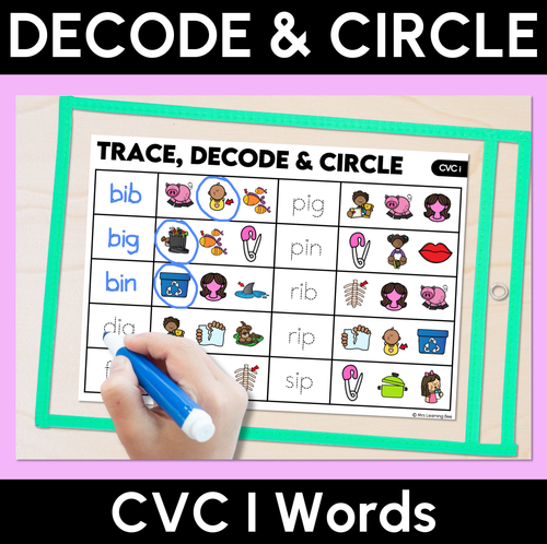 Resource preview 10 for Trace, Decode & Circle - CVC CVCC CCVC Decodable Word Mats Bundle