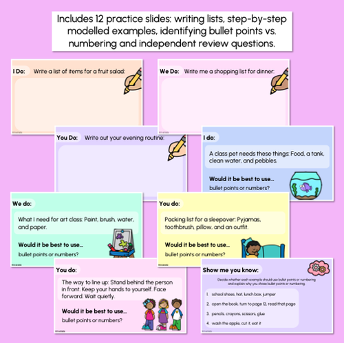 Resource preview 3 for Bullet Points & Number Lists Explicit Teaching Slides