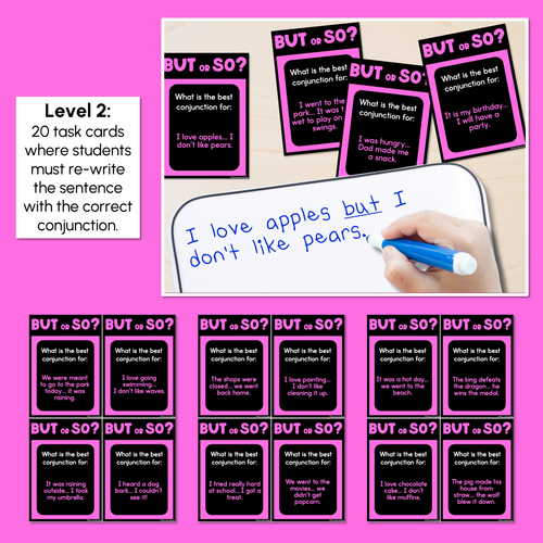 Resource preview 3 for BUT or SO - Conjunction Task Cards - VCOP aligned