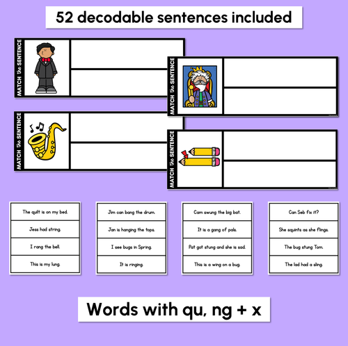 Resource preview 2 for QU NG X Decodable Sentences - Read, Match & Write