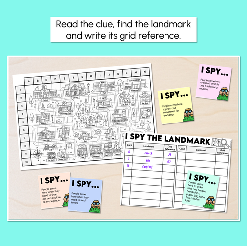 Resource preview 2 for Grid References - I Spy the Landmark - Locating Landmarks Task Cards