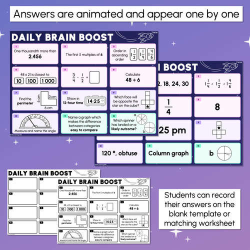 Resource preview 4 for Year 5 Maths Review - Daily Brain Boosts - Sample Set
