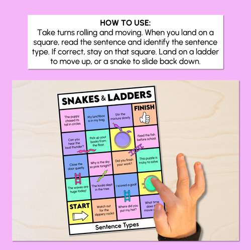 Resource preview 2 for Sentence Types Snakes & Ladders