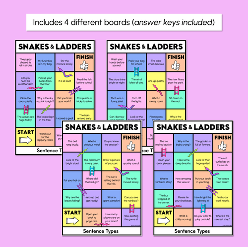 Resource preview 3 for Sentence Types Snakes & Ladders