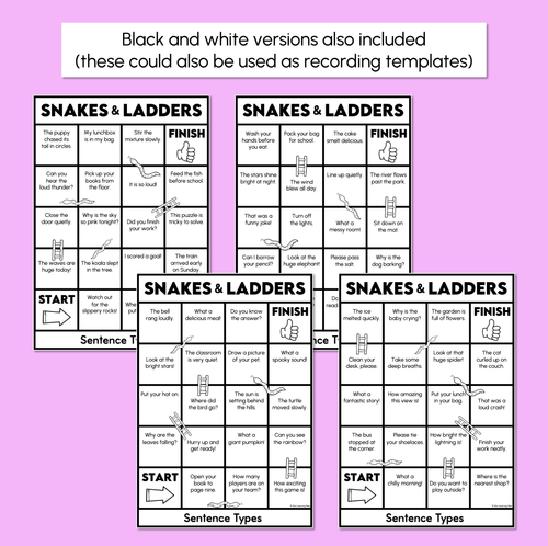 Resource preview 4 for Sentence Types Snakes & Ladders