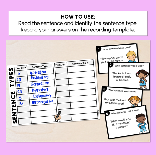 Resource preview 2 for Sentence Types Task Cards