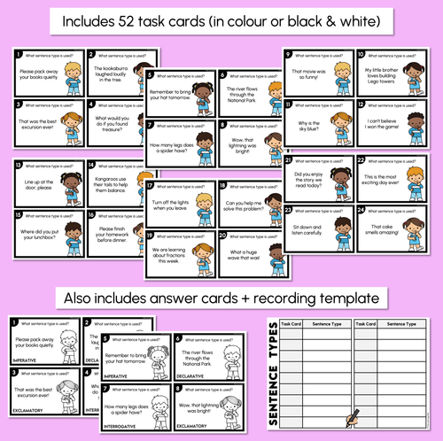 Resource preview 3 for Sentence Types Task Cards
