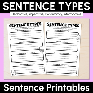 Sentence Types Sentence Printables