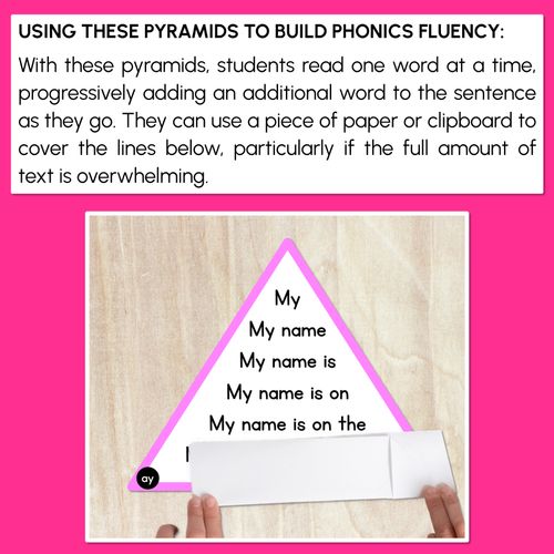 Resource preview 3 for LONG VOWEL A WORDS - Decodable Sentences Pyramids - Phonics Fluency