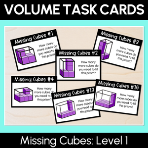 Volume Task Cards – Missing Cubes: Level 1