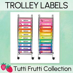 Editable Rainbow Trolley Labels - The Tutti Frutti Collection - Colourful Classroom Decor