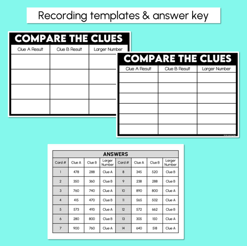 Resource preview 4 for Compare the Clues Task Cards - Skip Counting by 10 or 100