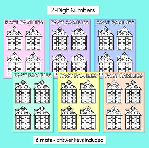 Resource preview 3 for Fact Families - Addition & Subtraction Mats - 2-Digit & 3-Digit Numbers