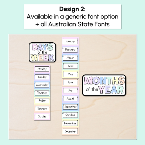 Resource preview 3 for Days of the Week & Months of the Year Display - Pastel Classroom Decor