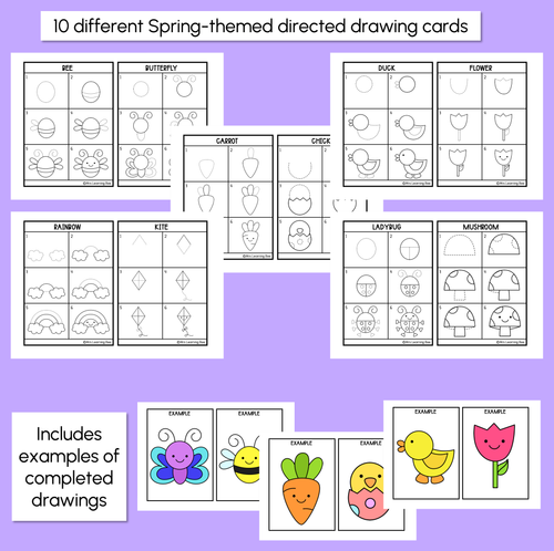 Resource preview 2 for Spring Themed - Directed Drawing Templates