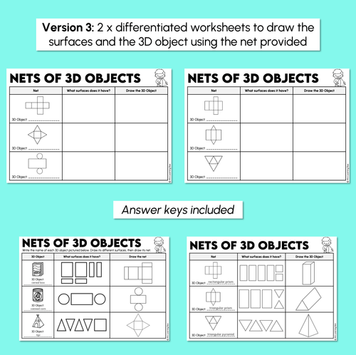 Resource preview 4 for Nets of 3D Objects - Worksheet