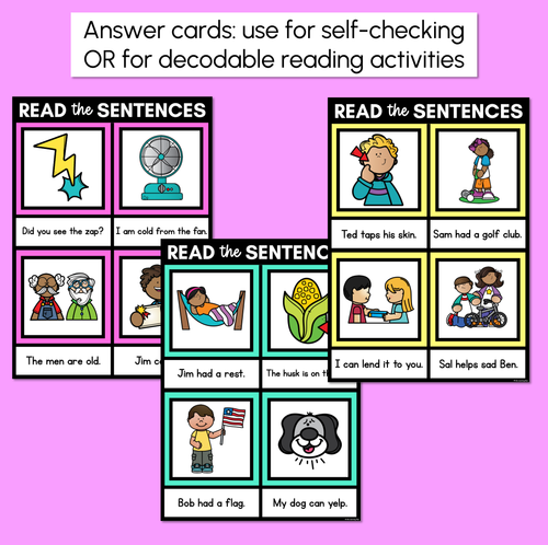 Resource preview 4 for CVC Word Decodable Sentences Mats - Read & Match Set 3 - CVC Words