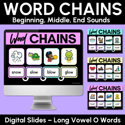 Resource preview 1 for Long Vowel O Word Chains for Beginning, Middle & End Sounds - Decodable PowerPoint