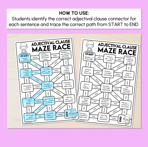 Resource preview 2 for Adjectival Clause Maze Race