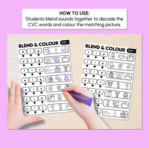 Resource preview 2 for Blend & Colour - CVC I Words Blending Worksheets