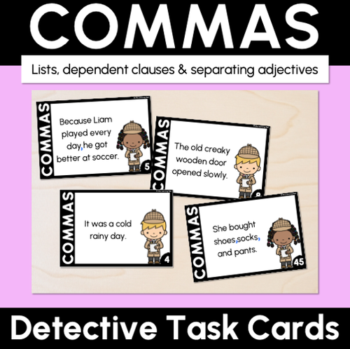 Resource preview 1 for Commas - Detective Task Cards