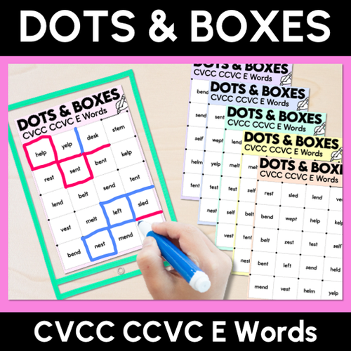 Resource preview 3 for Dots and Boxes Phonics Game - CVCC CCVC Bundle