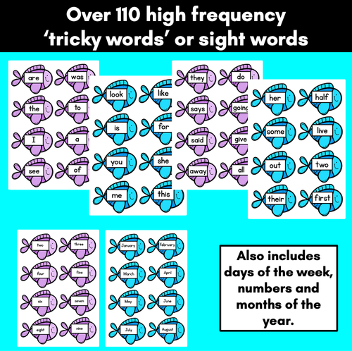 Resource preview 2 for HIGH FREQUENCY WORD FISH - Editable Magnetic Fish Templates