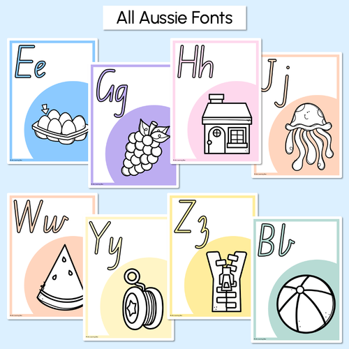 Resource preview 2 for ALPHABET POSTERS - The Brentos Collection - Pastel Rainbow