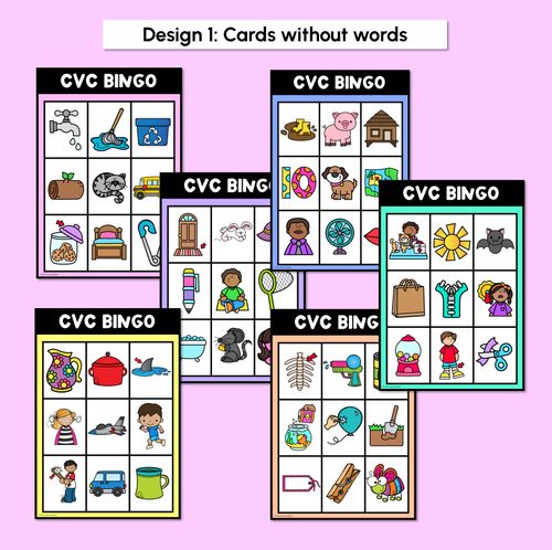 Resource preview 2 for CVC WORD BINGO - Decodable CVC Words - Kindergarten Phonics Literacy Center