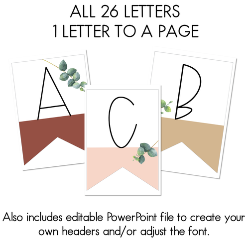 Resource preview 2 for Editable Alphabet Bunting Bulletin Board Letters - Boho Flora