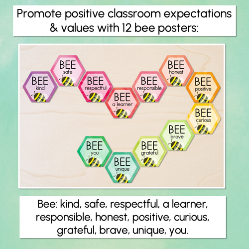 Resource preview 2 for Bee Posters - Classroom Expectations & Values - The Tutti Frutti Collection - Colourful Classroom Decor