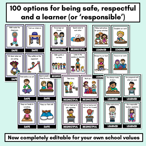 Resource preview 2 for Positive Behaviour Choice Posters - Safe Respectful Learners - Pastel Theme