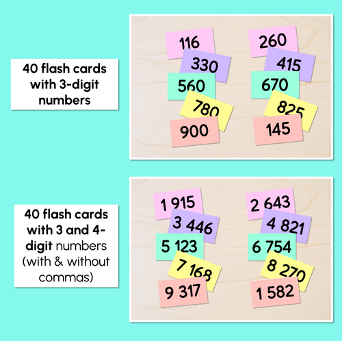 Resource preview 2 for 3-Digit & 4-Digit Numbers Flash Cards