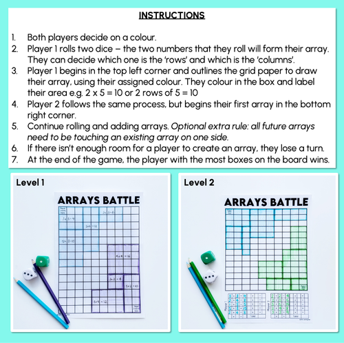 Resource preview 2 for Arrays Battle - Multiplication Activity