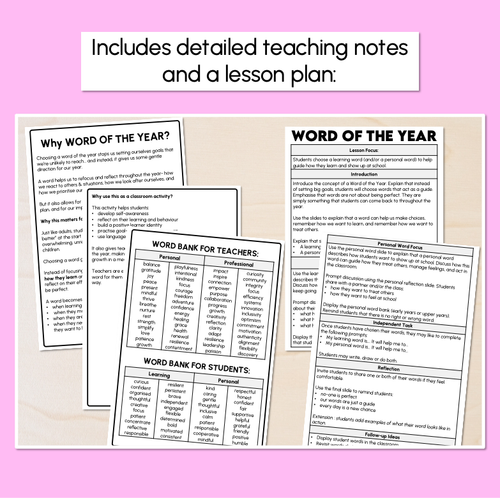 Resource preview 2 for Word of the Year - Student Reflection & Goal Setting Templates