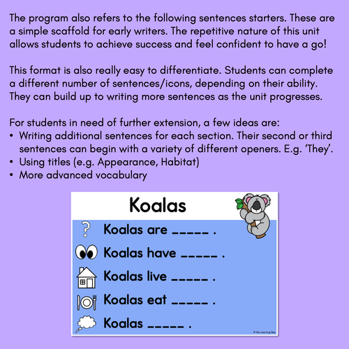 Resource preview 3 for INFORMATIVE TEXTS WRITING PROGRAM - Informational Writing in K-2