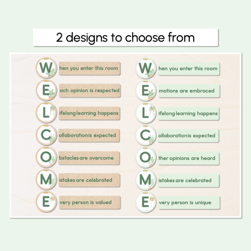 Resource preview 2 for WELCOME Acrostic Door Display - The Greenhouse Collection - Natural Classroom Decor